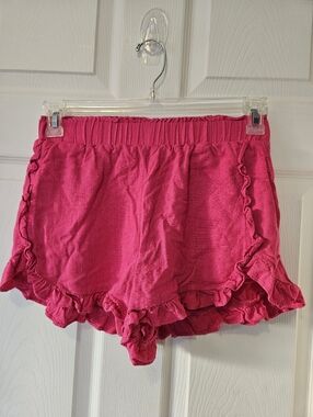 Ruffled Elastic-Waist Women’s Shorts - Hot Pink